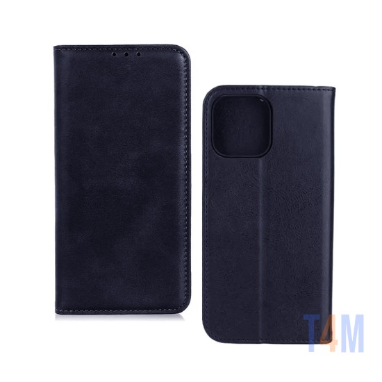 Capa Flip de Couro com Bolso Interno para Apple iPhone 13 Pro Azul